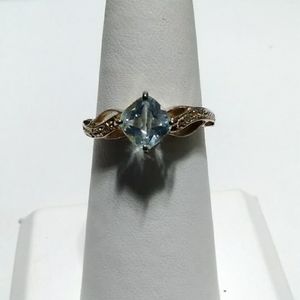 Sky Blue Topaz and Diamond Ring